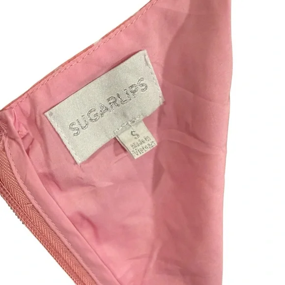 SugarLips Corinne Polka Dot Tiered Mini Dress bell sleeve flowy spring Easter S - Picture 9 of 12